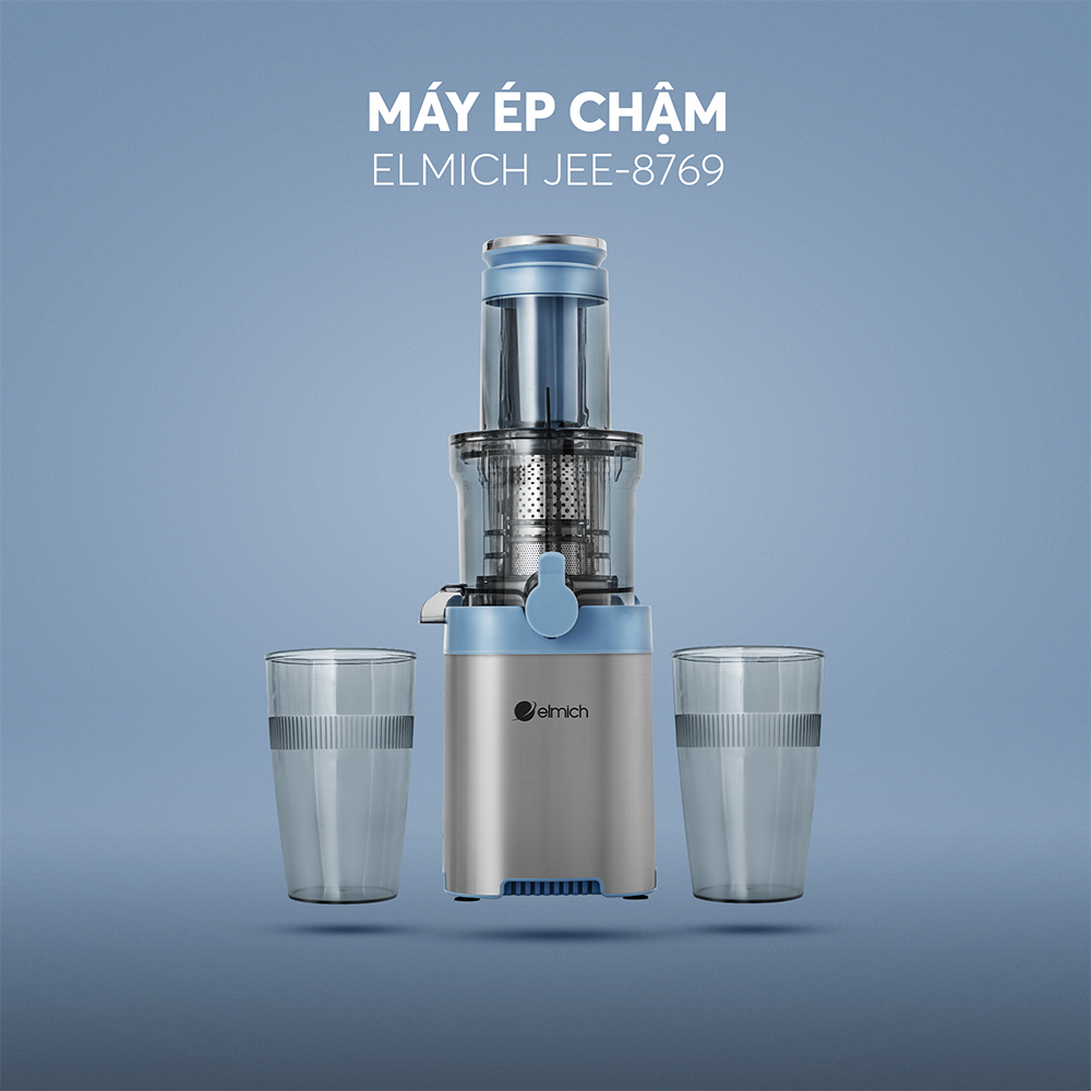 Máy ép chậm Elmich JEE-8769, công suất 200W, tốc độ quay 65 vòng/phút, độ ồn thấp dưới 62db - Hàng chính hãng