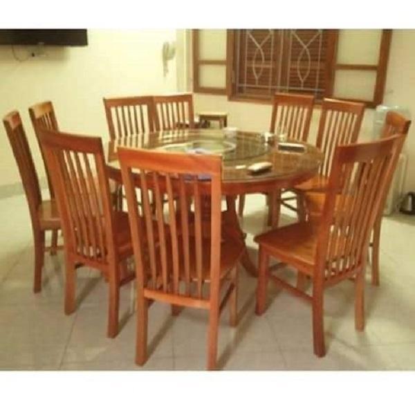 Bàn ghế ăn gỗ sồi nga bàn tròn 6 ghế