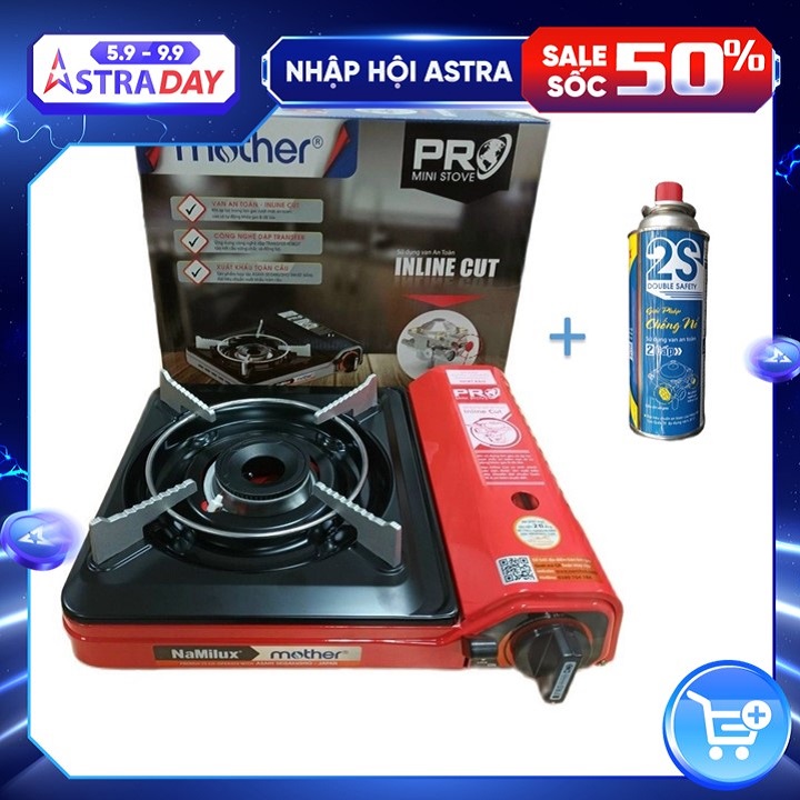 Bếp Gas Mini Namilux Pro Mother Na - PL 2111 PF + Lon gas - Hàng Chính Hãng