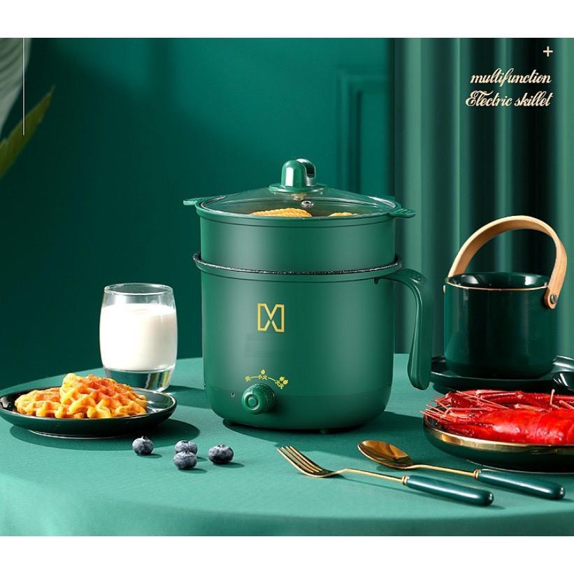 Nồi Lẩu Điện Đa Năng 2 Nấc Nhiệt Kèm Giá Hấp Có Tay Cầm Tiện Dụng 18cm - Nồi Lẩu Hấp Mini 2 Tầng Cao Cấp.