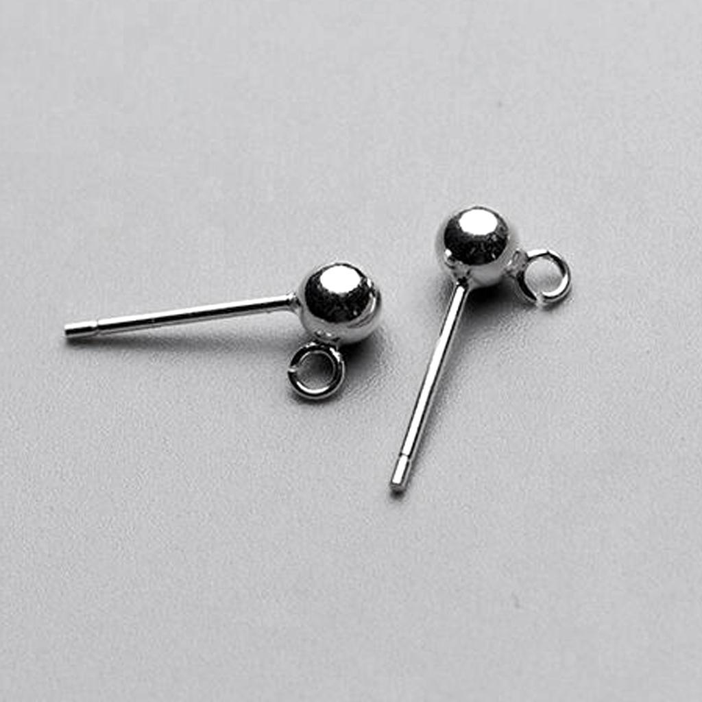 16Pcs 925 Sterling Ball Earring Stud Posts And Backs Jewelry Findings Making