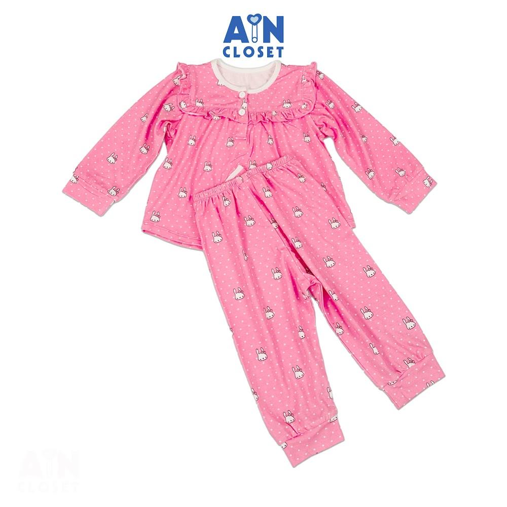 Bộ quần áo Dài bé gái họa tiết Thỏ Bi Hồng Thun lụa - AICDBGNELQVB - AIN Closet