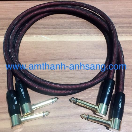 Dây audio Jack 6.5mm cong 2 đầu 02 dây tín hiệu âm thanh dài 1m