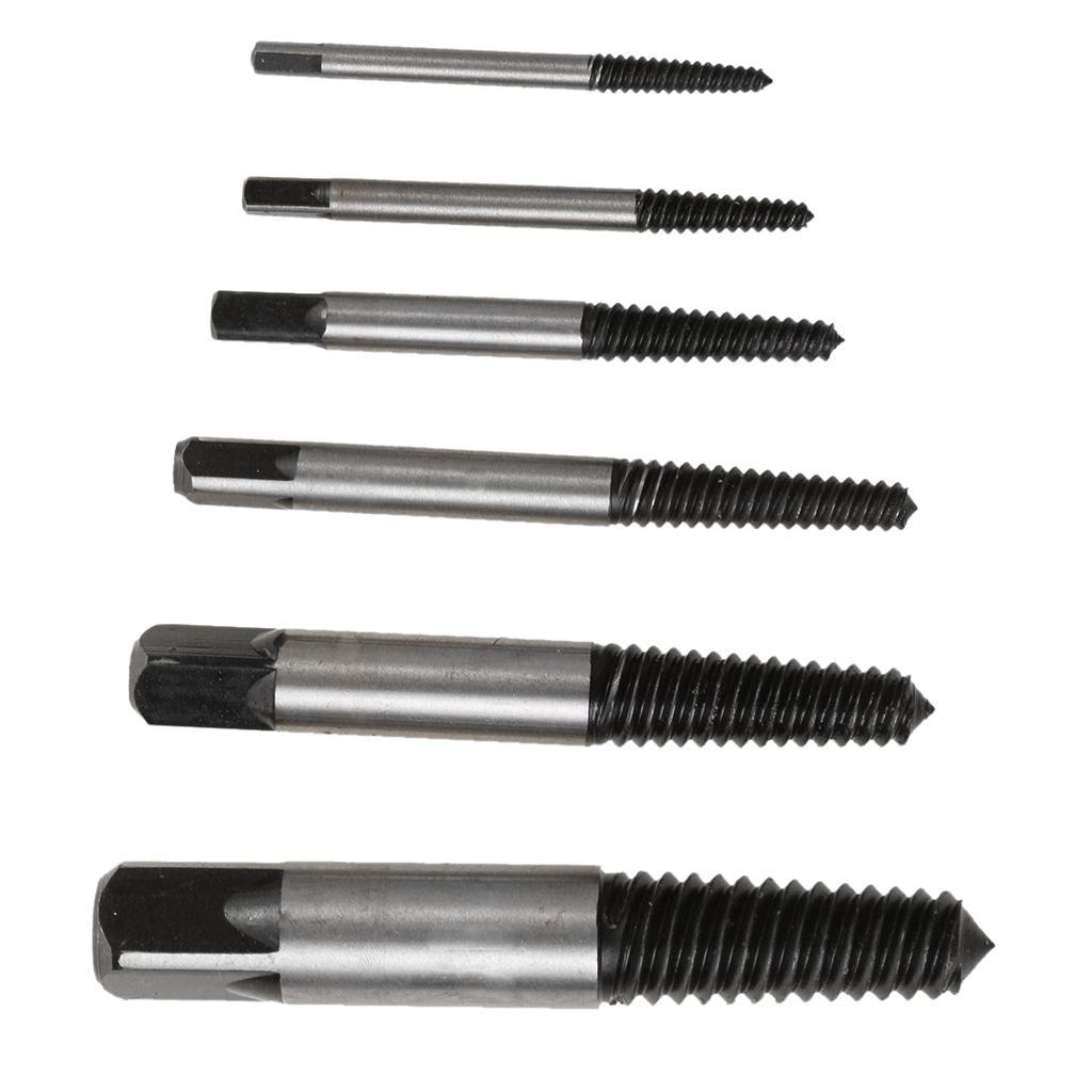 6x 4-25mm Small - Large Screw Extractor Set In Case Broken Stud Bolt Remover