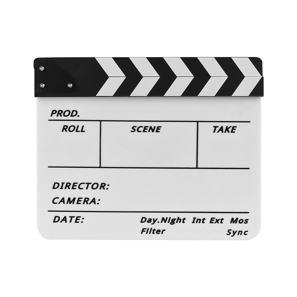 Xóa khô Acrylic Director Film Clapboard Movie TV Cut Action Scene Clapper Board Slate with Marker Pen, Color Stick