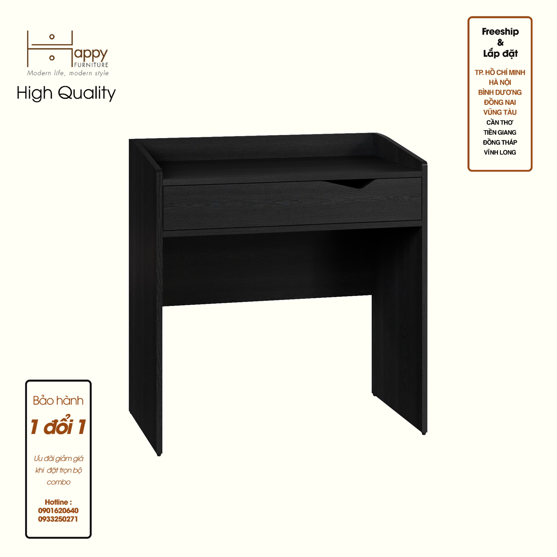 [Happy Home Furniture] WINNI, Bàn trang điểm 1 ngăn kéo, 80cm x 45cm x 83cm ( DxRxC), BAN_077