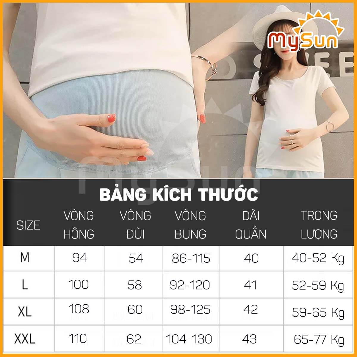 Quần short đùi lưng thun ống rộng dành cho bà bầu mặc mát mùa hè MySun