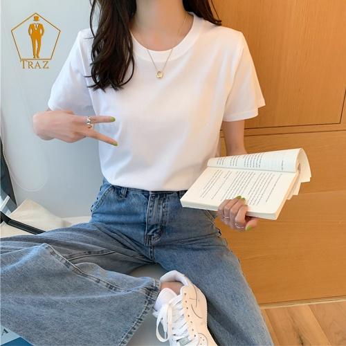 Áo Thun Phông Nữ TRAZ Basic Màu Trắng, Đen, Be, Co Giãn 4 Chiều Free Size, Oversize Form(Phom) Rộng, Suông