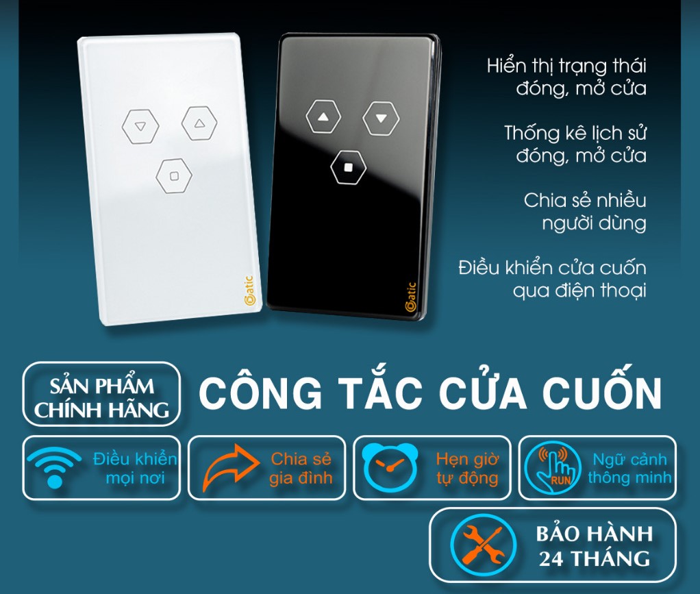 Công Tắc Cửa Cuốn Thông Minh HUNONIC- điều khiển cửa cuốn từ xa bằng điện thoại-Hàng Chính Hãng