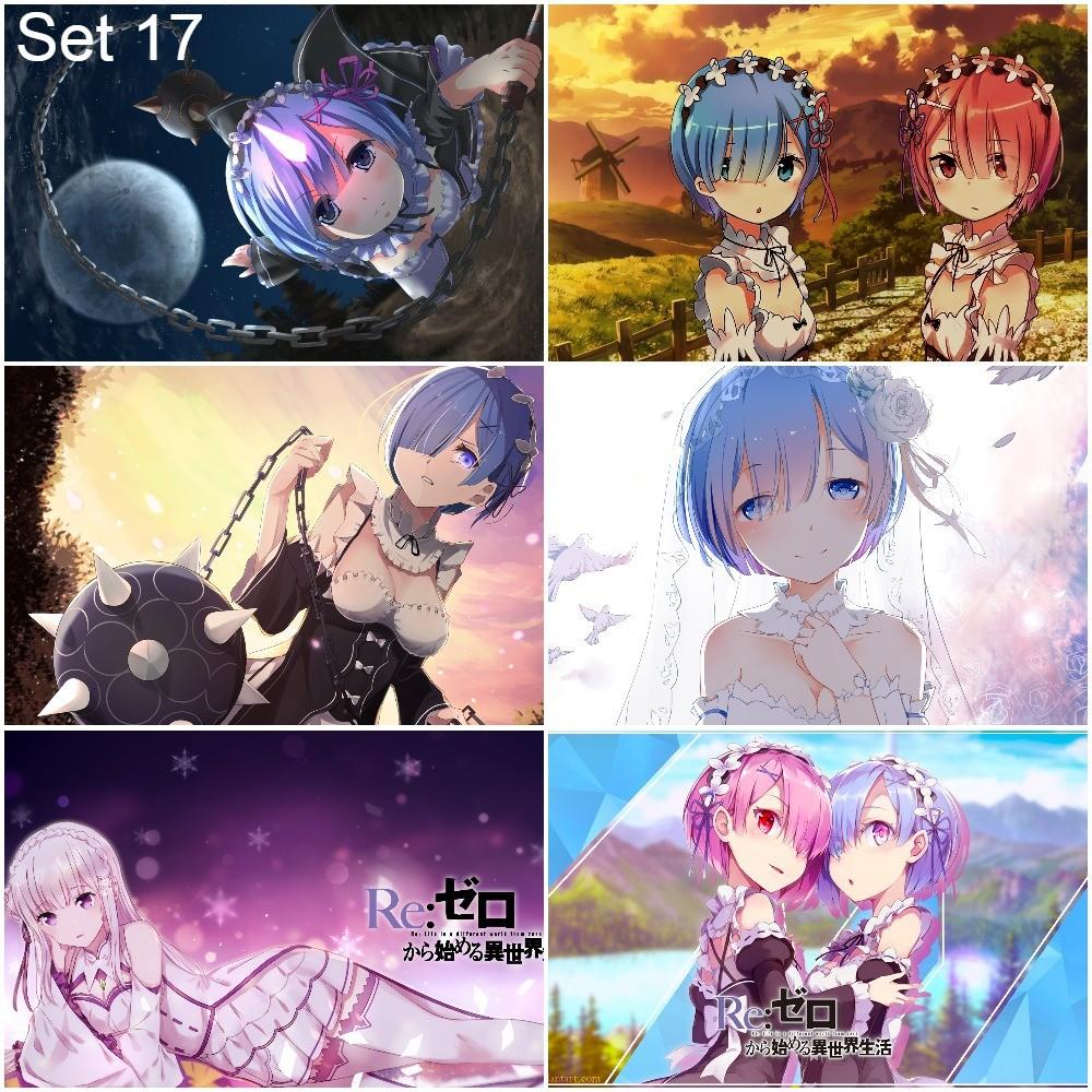 Bộ 6 Poster anime Re:Zero − Bắt đầu lại ở thế giới khác (3) (bóc dán) - A3,A4,A5