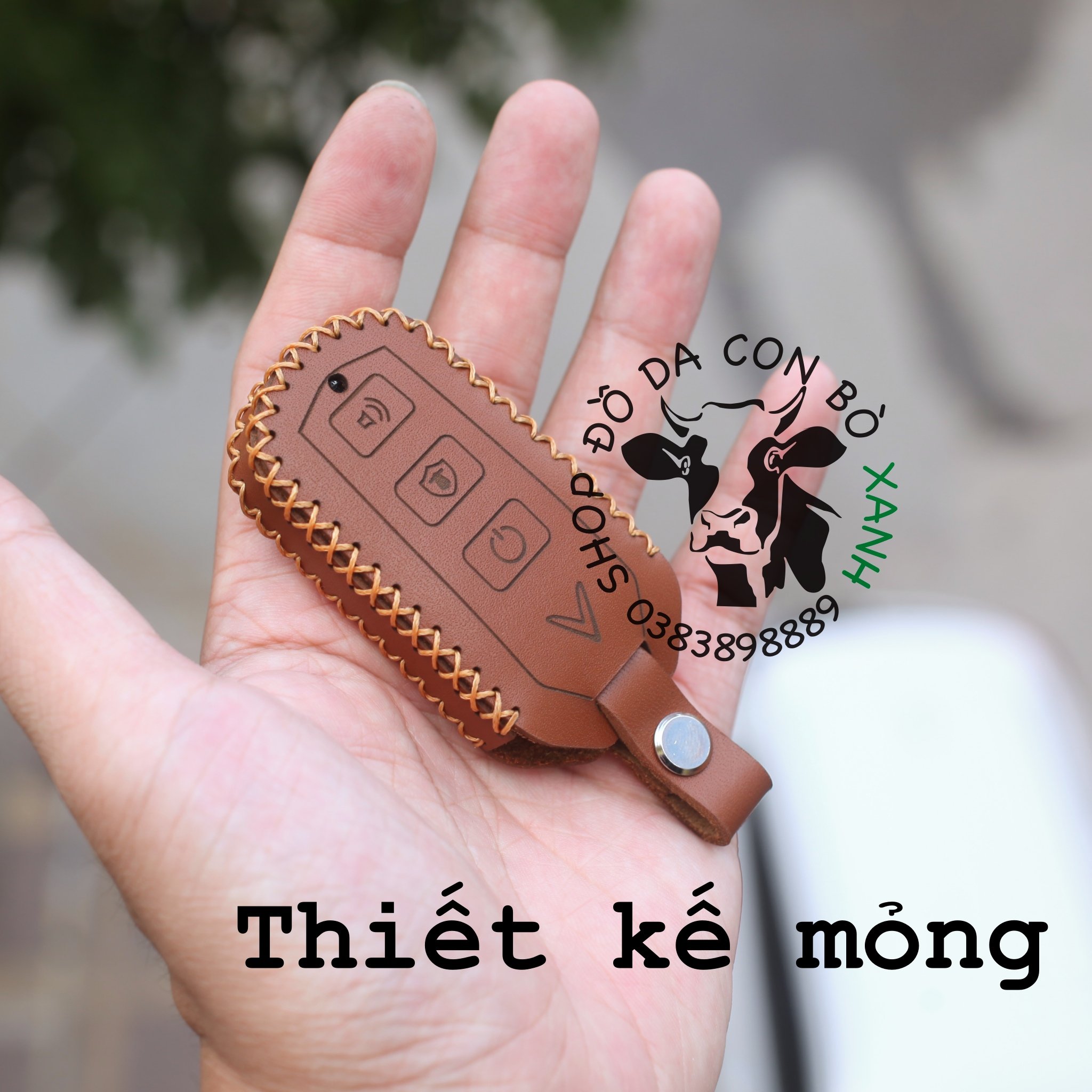 Bao da chìa khoá Xe điện Vinfast VENTO, Theon, vento S, theon S handmade da thật