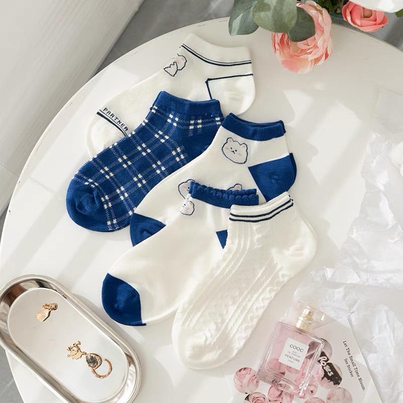 Tất vớ nữ cổ ngắn dễ thương cotton hình thú màu trắng mỏng thoáng Urbanize - Chọn ngẫu nhiên