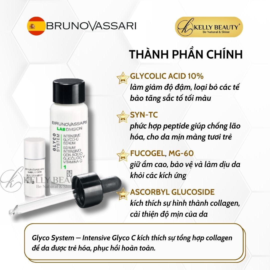 Huyết thanh chống lão hóa chuyên sâu Glycol System - Intensive Glyco C Serum - Bruno Vassari | Kelly Beauty