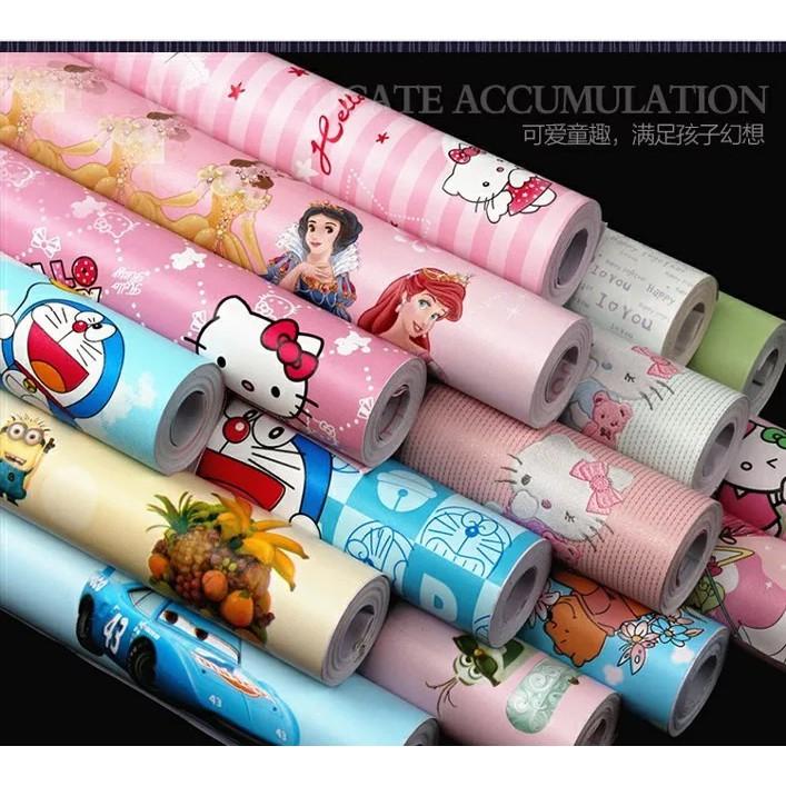 Giấy dán tường các mẫu kitty doraemon xinh xắn dễ thương 10mx45cm