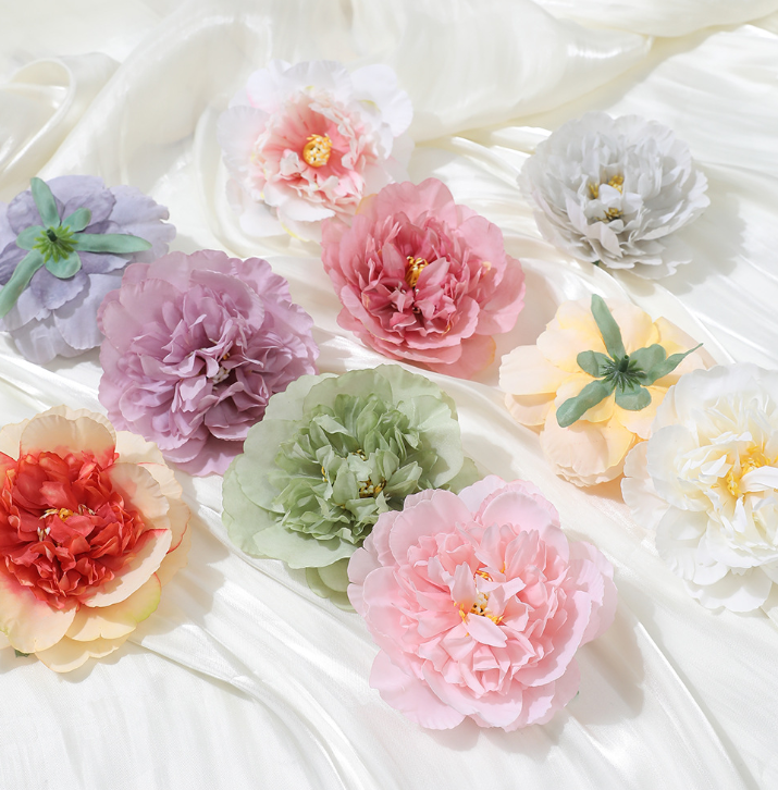 Bông hoa mẫu đơn 10cm phụ kiện trang trí tết làm vòng hoa handmade