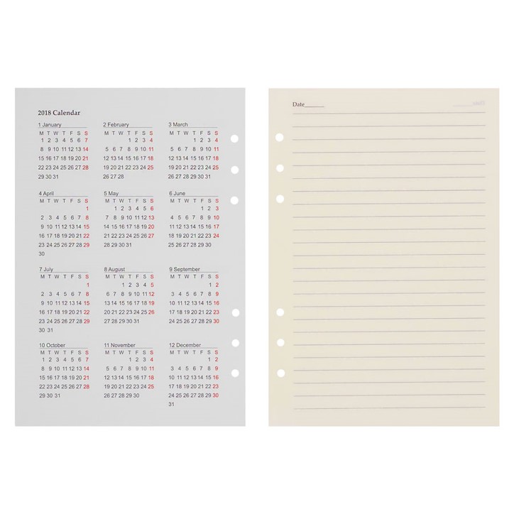 Ruột Sổ Còng A5 Planner For 6-Ring Notebook Bettino Writing Paper RN-049 Giấy Kem Vàng Ngà 80gsm In Kế Hoạch Kẻ Hàng Size 145x210mm