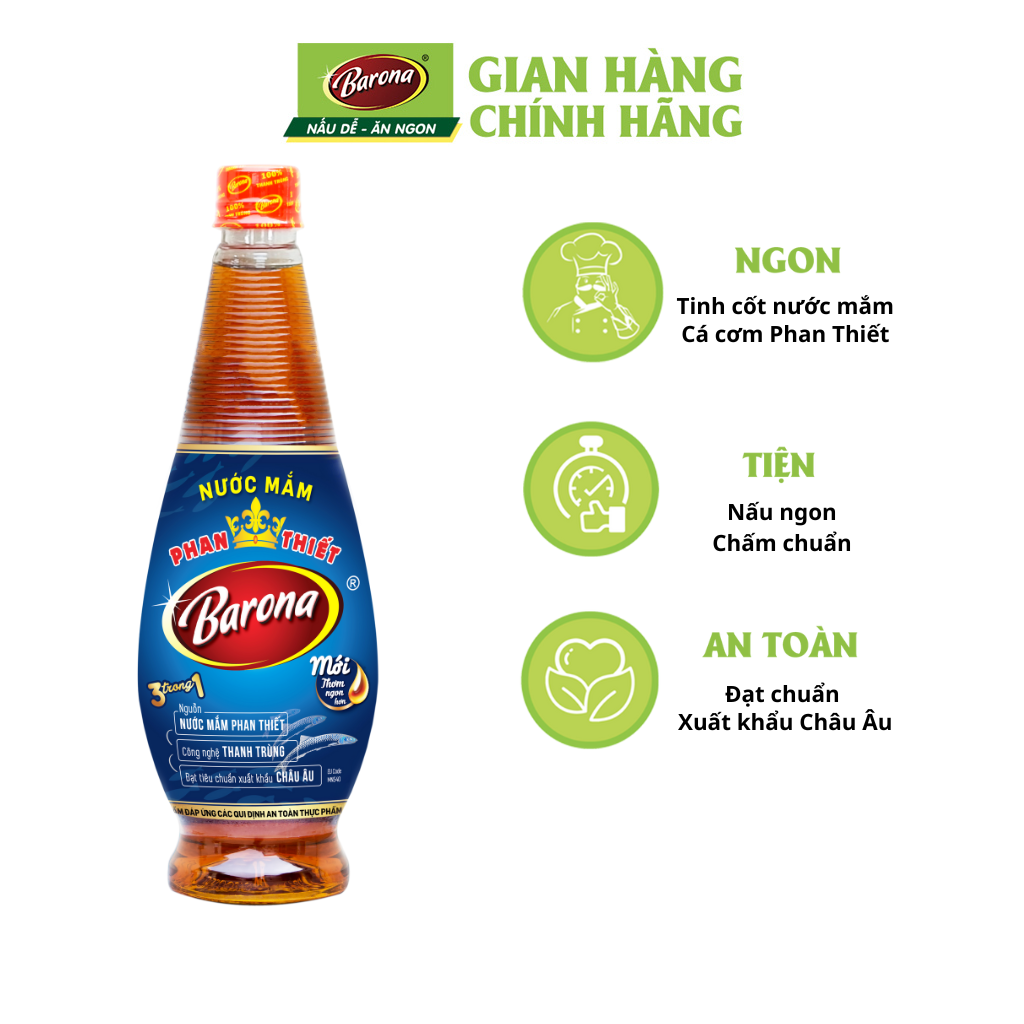 Combo 2 chai Nước Mắm Barona Đại Nhất 12 độ đạm 750ml tặng 1 gói đường Biên Hòa 500gr