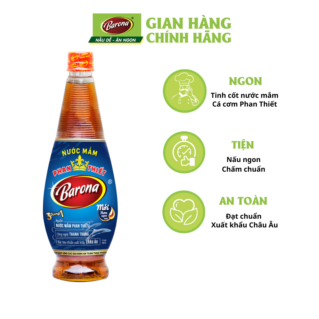 Nước Mắm Barona 12 Độ Đạm - 750ml, Combo 5 chai