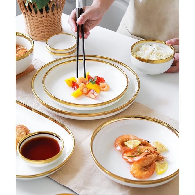 Bộ bát đĩa cao cấp 26 món viền vàng phong cách bắc âu