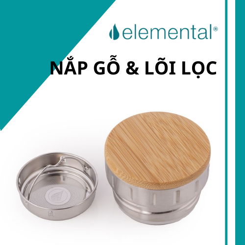 Bình giữ nhiệt Elemental Iconic màu đen 590ml, giữ nhiệt vượt trội, inox 304, FDA Hoa Kì, An toàn sức khỏe, có lưới lọc