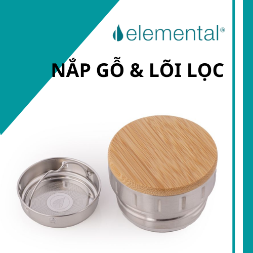 Bình giữ nhiệt Elemental Iconic màu vân gỗ 590ml, giữ nhiệt vượt trội, inox 304, FDA Hoa Kì, An toàn sức khỏe, có lưới lọc