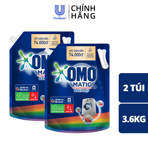 Combo 2 TúI Nước Giặt Omo Matic Cho Máy Giặt Cửa Trước Bền Đẹp Bền Màu Sau 100 Lần Giặt 3.6Kg