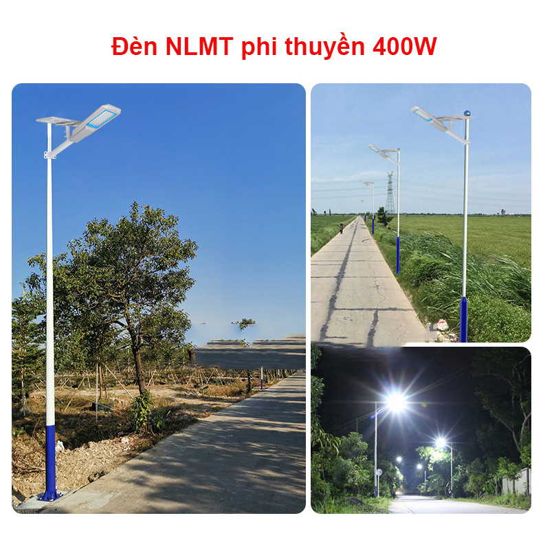 Đèn năng lượng mặt trời phi thuyền 400W, Vỏ nhôm nguyên khối ,Tấm pin rời , Ánh sáng trắng.