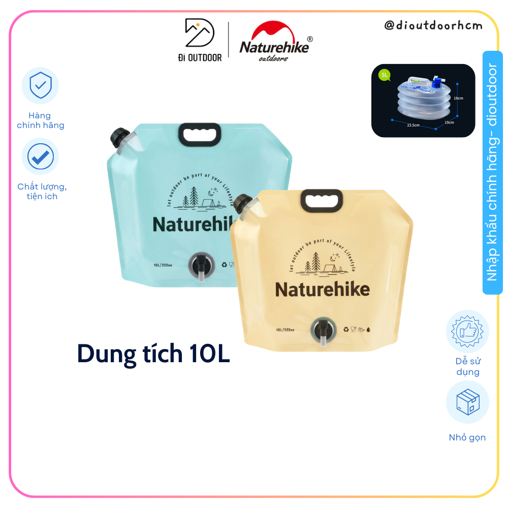 Túi Đựng Nước Dã Ngoại Có Vòi Xếp Gọn Naturehike CNK2450CF027- Dung Tích 10L