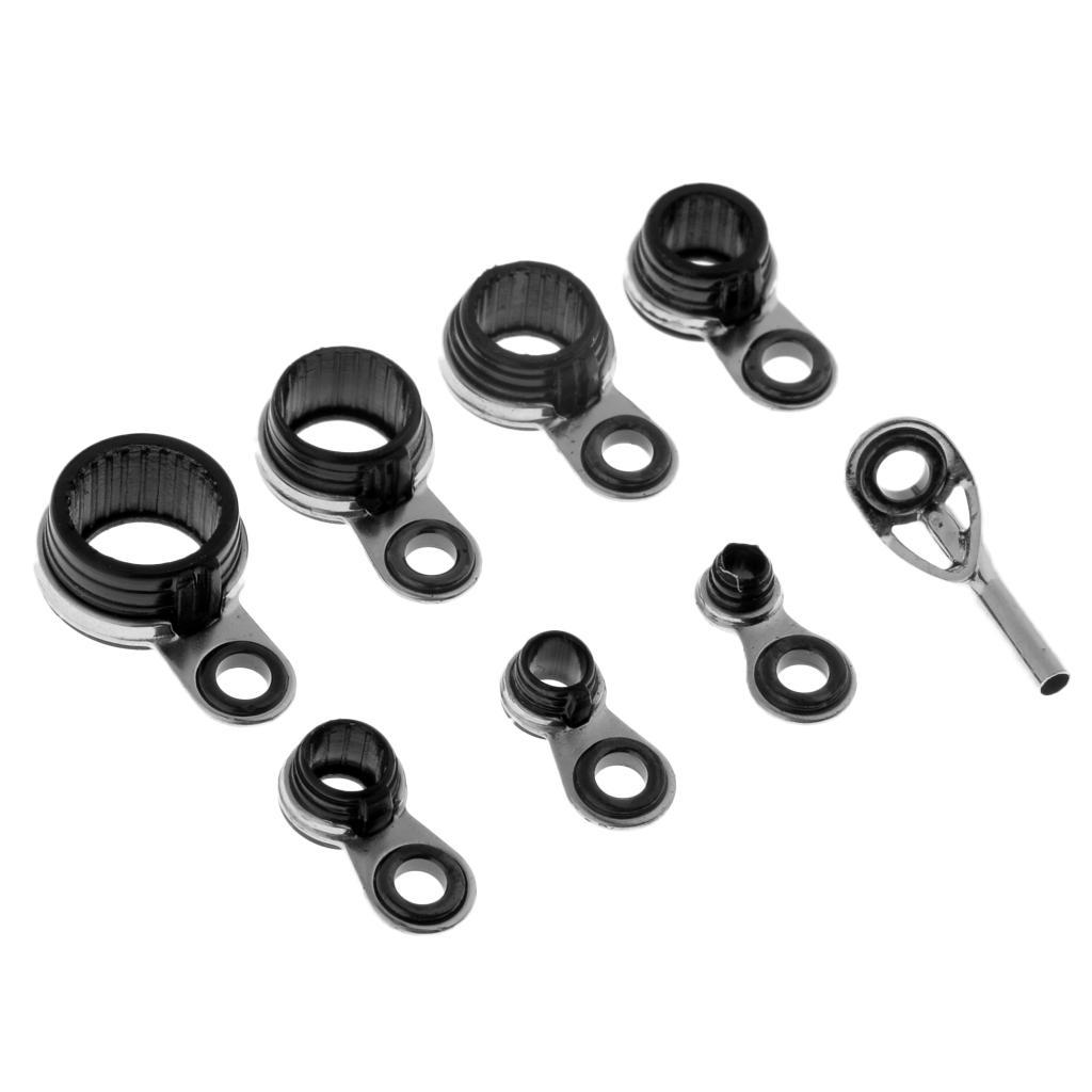 2x8pcs Mixed Size Fishing Rod Guides Eye Top Tip Line Rod Repair Kit