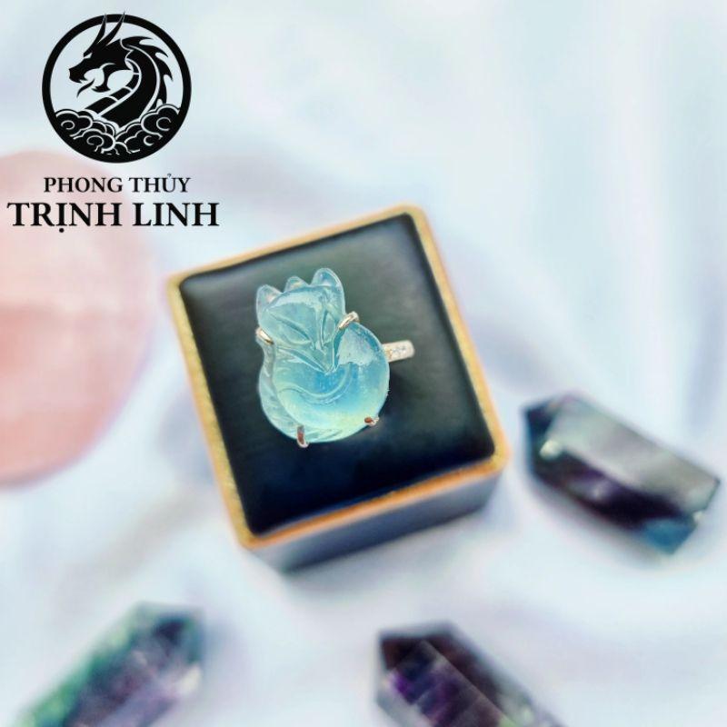 NHẪN BẠC HỒ LY - TỲ HƯU XANH DƯƠNG AQUAMARINE