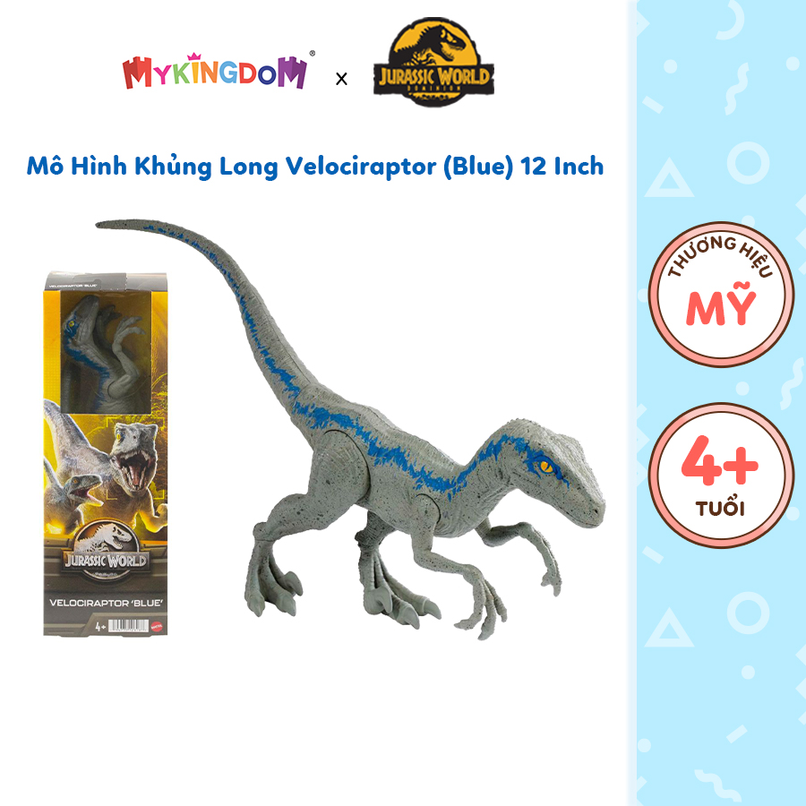 Đồ Chơi Jw Khủng Long Velociraptor (Blue) 12 Inch JURASSIC WORLD MATTEL HMF83/GWT54