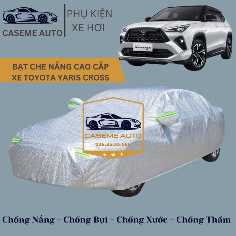 [TOYOTA YARIS CROSS] Bạt phủ xe ô tô tráng nhôm cao cấp dành cho xe TOYOTA YARIS CROSS , 3 lớp chống nóng, chống thấm, chống bụi - Hàng Chính Hãng