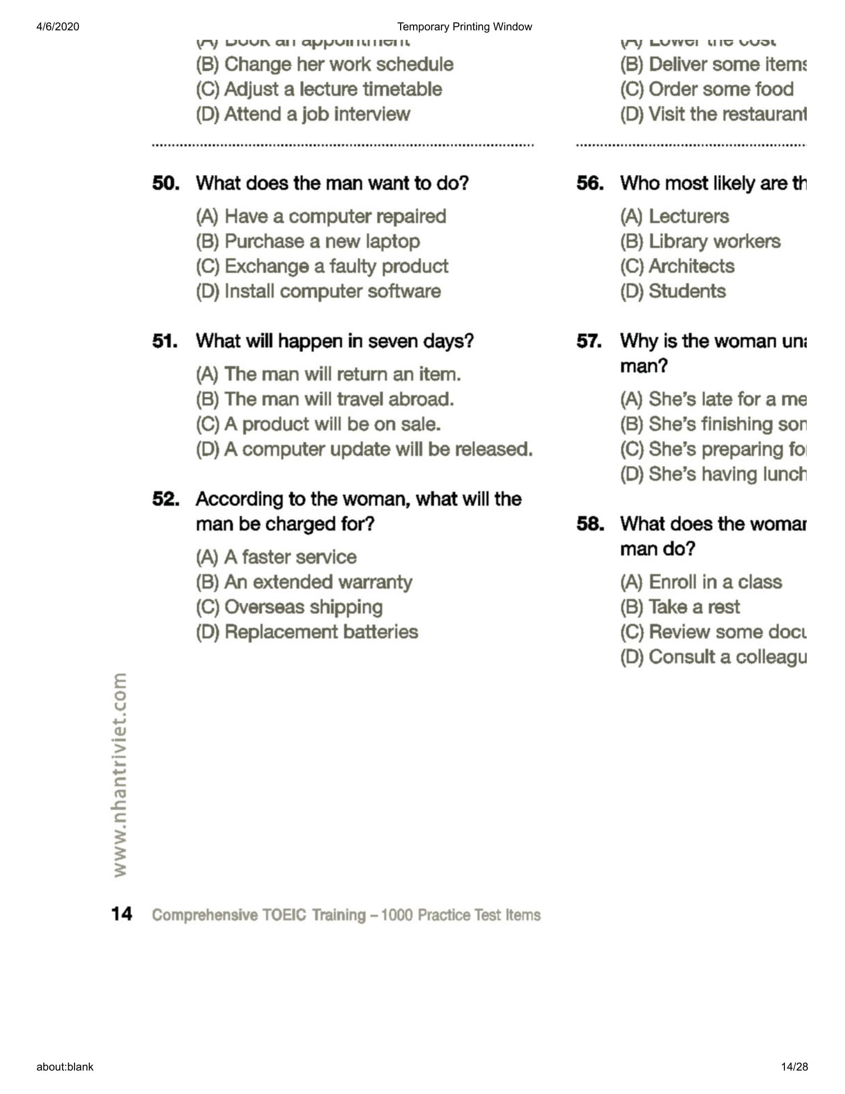 Sách Comprehensive Toeic Training 1000 Practice Test Items (Vol 2) - Kèm CD