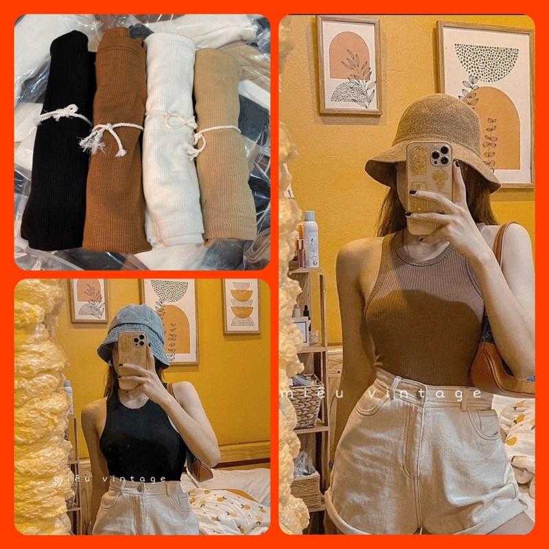 Áo 3 lỗ tăm bo viền co giãn siêu sịn 4 màu Lyn Closet