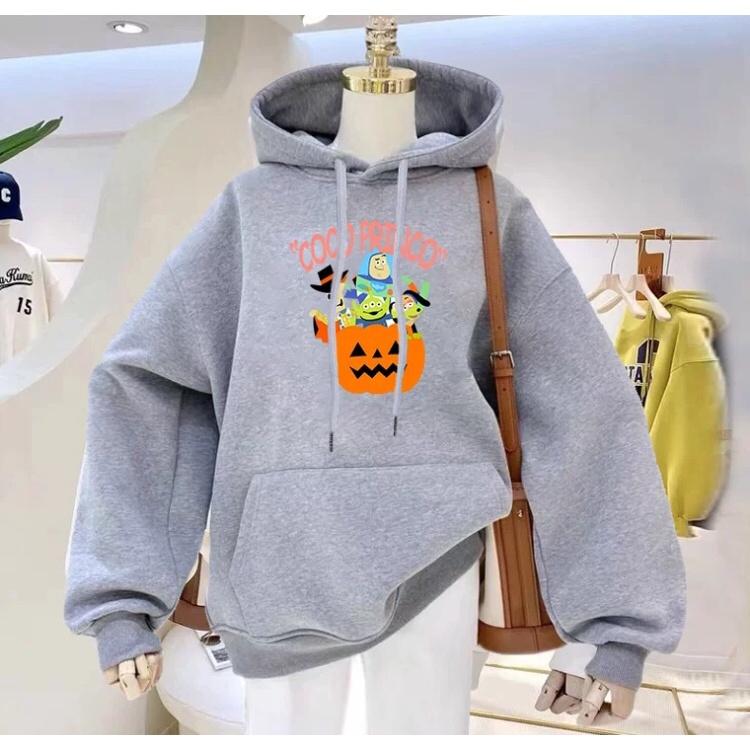 Áo hoodie nam nữ bí ngô chất nỉ bông siêu dày , phom rộng size từ 37 đến 65kg