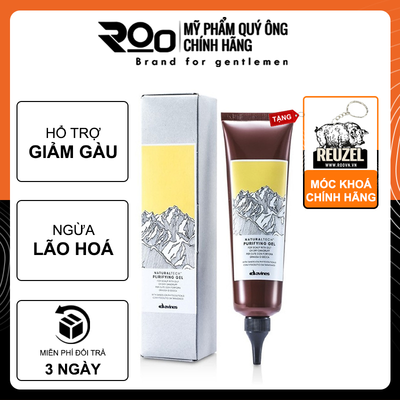 Gel Davines Purifying Ngăn Ngừa Gàu Và Ngứa Da Đầu - Tặng móc khoá chính hãng