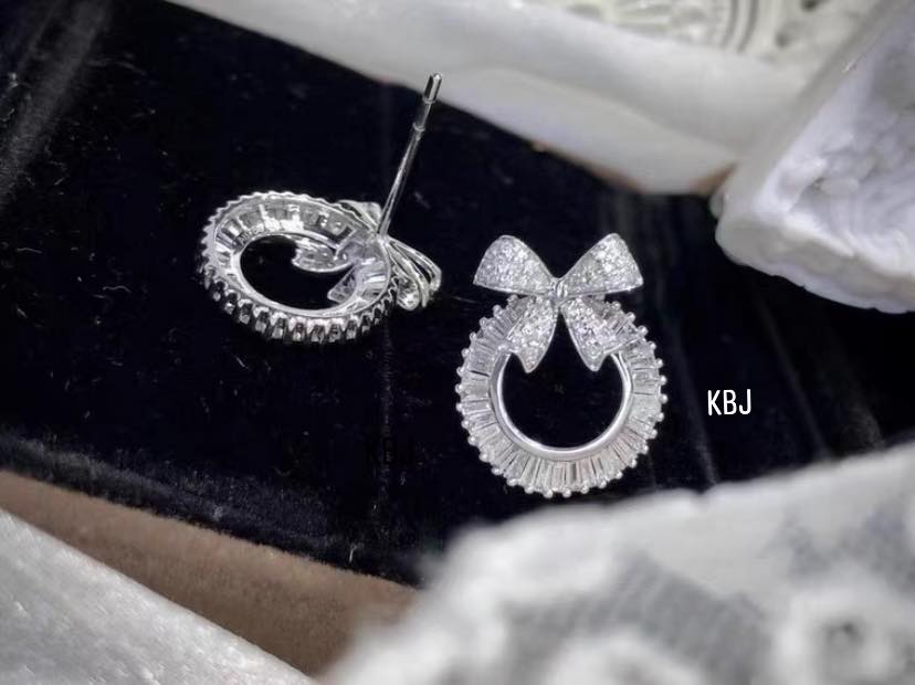 Bông tai bạc nơ đá chất liệu bạc s925 MS75c