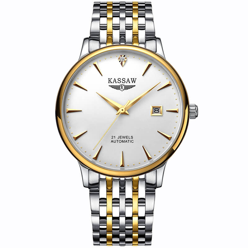 Đồng hồ nam chính hãng KASSAW K865-3 chống nước,chống xước,kính sapphire ,mặt trắng dây da xịn ,hàng mới 100% ,Đồng hồ cơ ,Thiết kế đơn giản và sang trọng