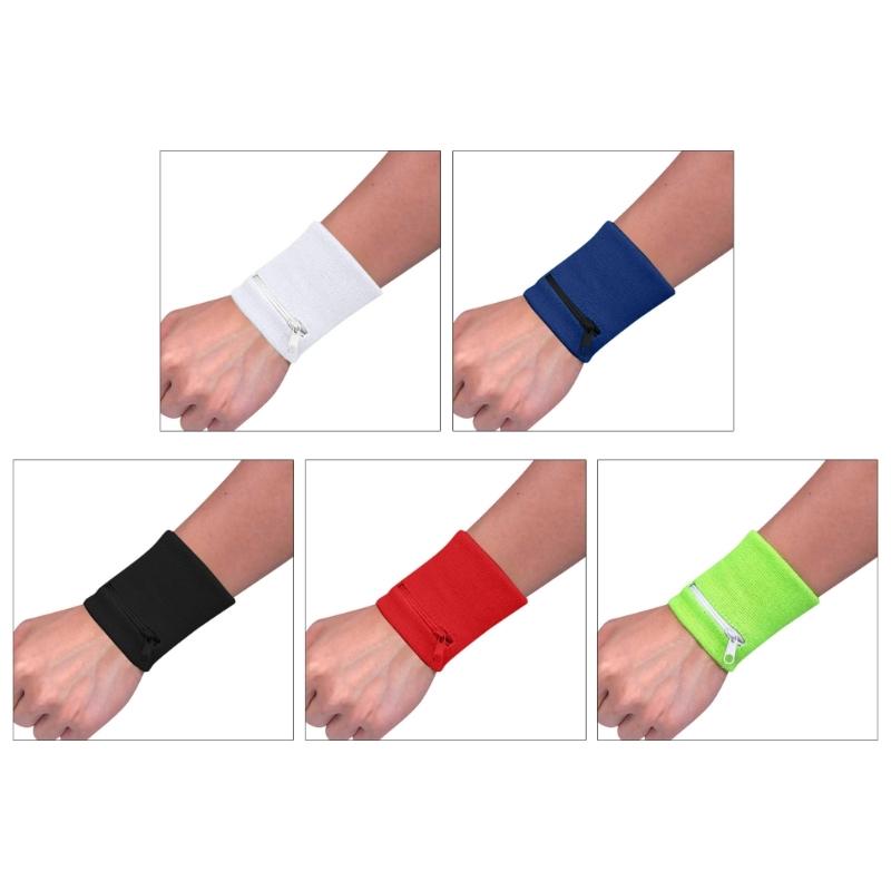Dây đeo cổ tay có dây đeo tay đeo cổ tay nhiều màu hỗ trợ cổ tay phím lưu trữ túi w/khóa kéo thể thao túi cổ tay cho nam giới Color: Black