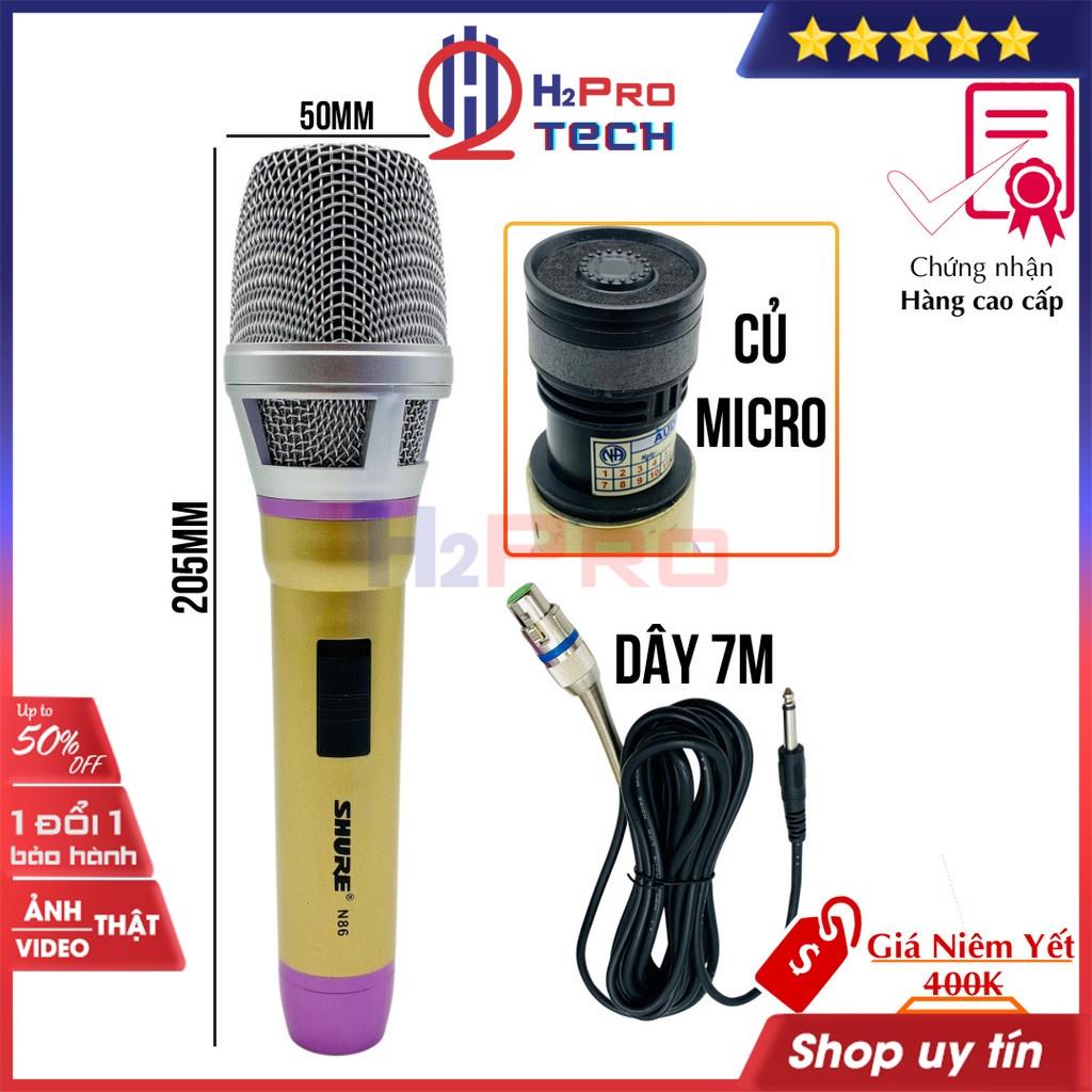 Micro karaoke có dây, micro có dây cao cấp N86 mic chắc tay hát nhẹ, tiếng hay, dây dài 7m - bh 1 năm - shop H2pro
