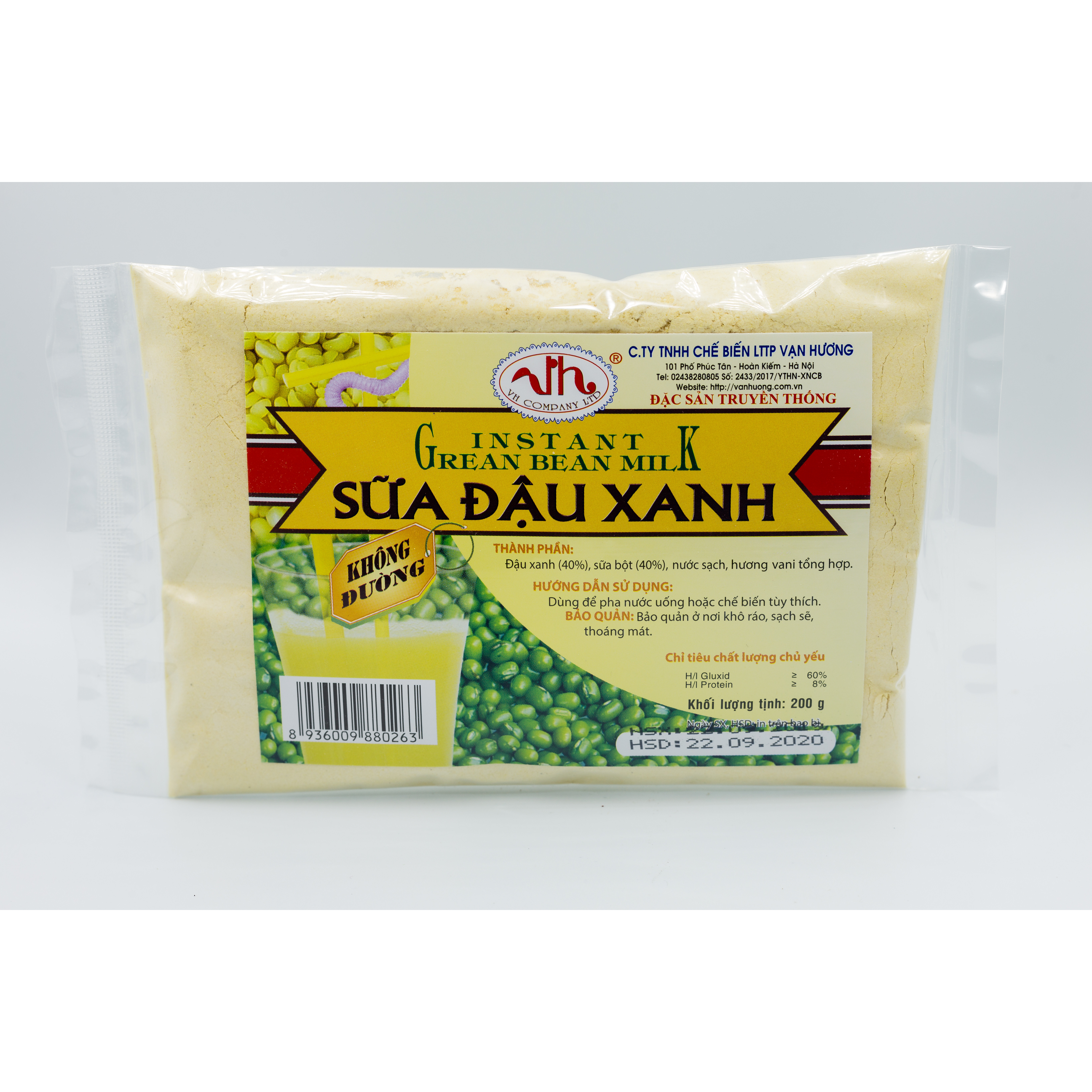 Sữa đậu xanh không đường 200g