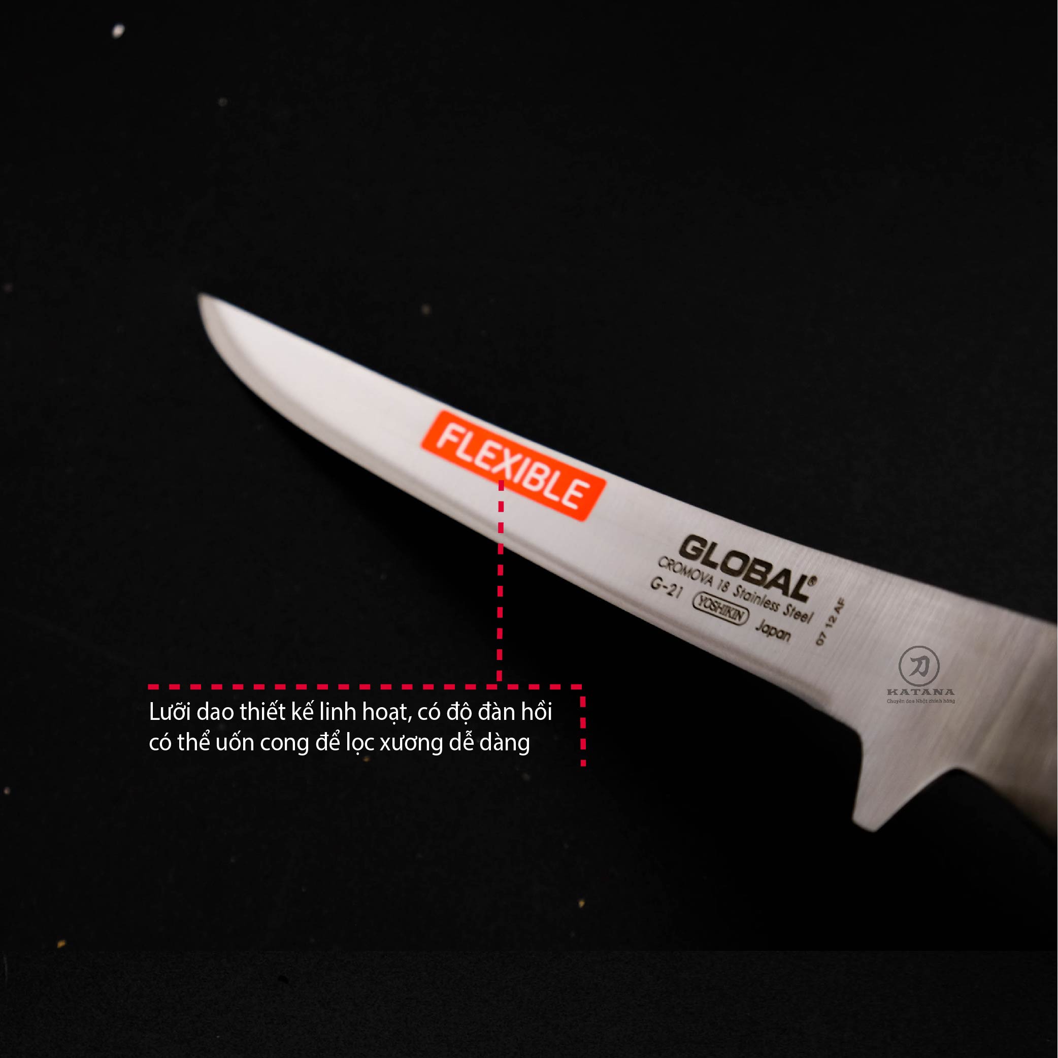 Dao bếp Nhật cao cấp Global G21 Boning Knife - Dao lọc xương (160mm)- Dao bếp Nhật chính hãng