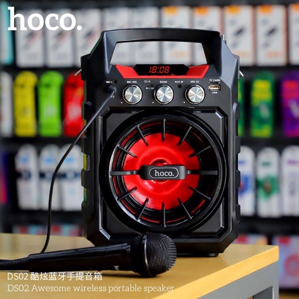 Loa Bluetooth Karaoke HOCO DS02 kèm 1 micro có dây  - Hàng nhập khẩu