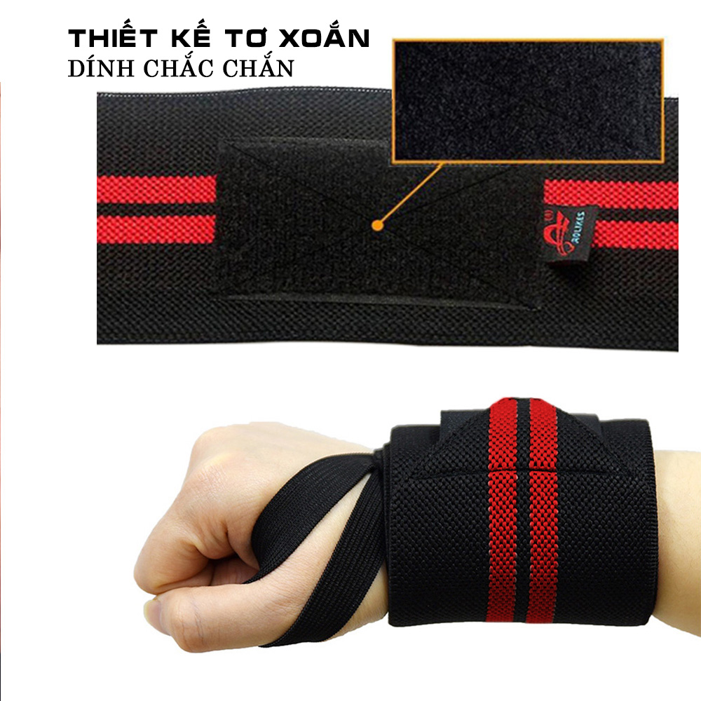 Đai quấn bảo vệ cổ tay tập Gym Aolikes mẫu 2 vạch co giãn cực tốt