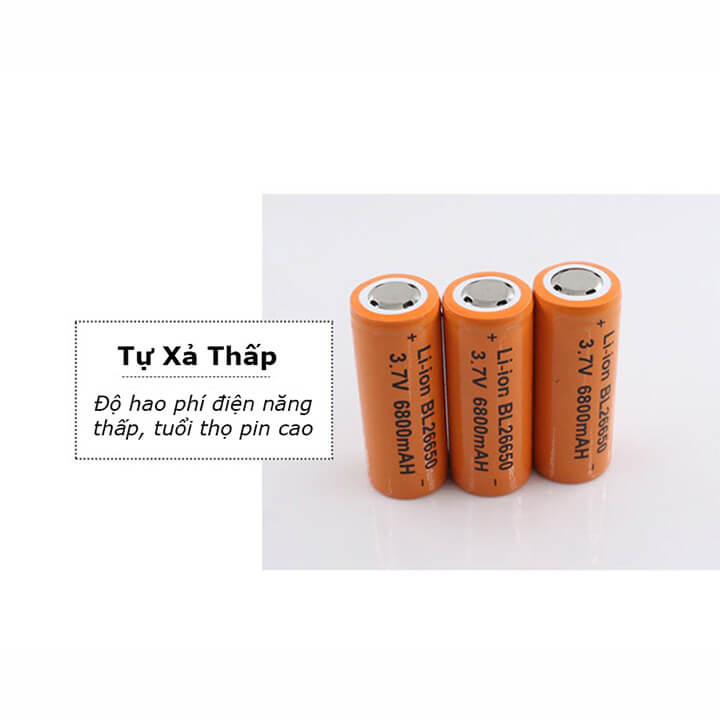 Pin 26650 Dung lượng 6800mAh 3.7v dòng xả 10A dùng cho quạt MINI,đèn pin,Tông Đơ,Sạc Dự phòng