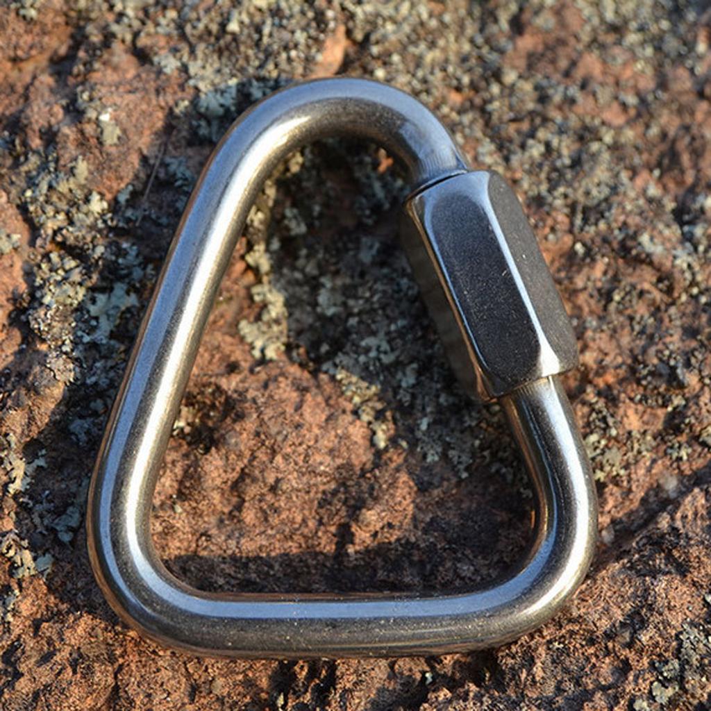 2x2Pieces Triangle Shape Mountain Rock Climbing Stainless Screw Lock Carabiner