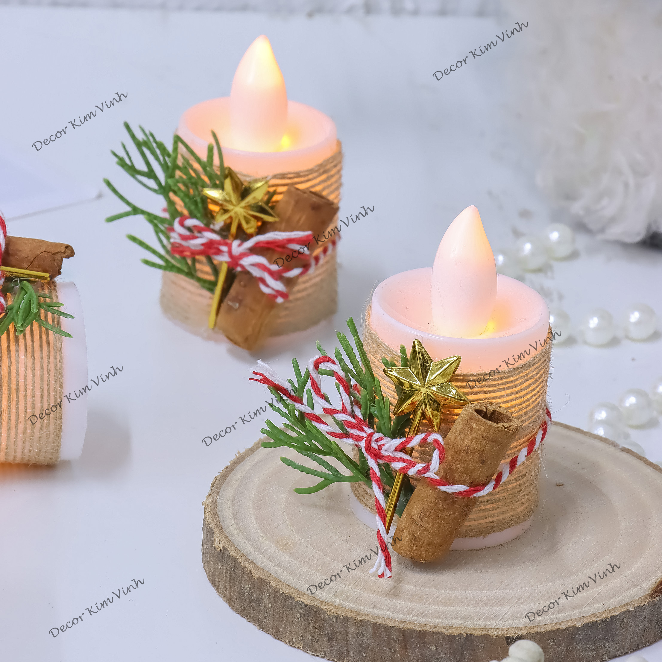 Nến Giáng Sinh NEN27 Nến Sao Vàng 6.5cm Dùng Pin Trang Trí Noel