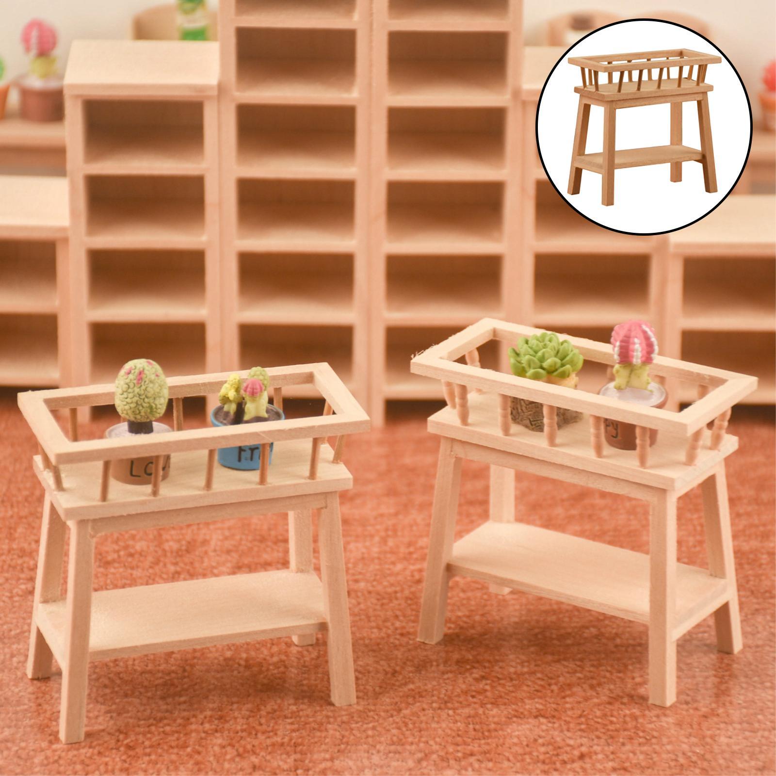 Wooden 1:12 Dollhouse Furniture Flower Stand Model Dining Decor