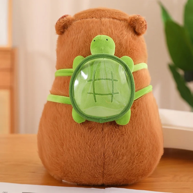 Thú nhồi bông Capybara đeo balo rùa xanh êm mịn dễ thương cao cấp - Size từ 25cm đến 35cm - Quà tặng gấu bông Capybara nhồi bông dễ thương - Gối ôm mềm mịn cho bé