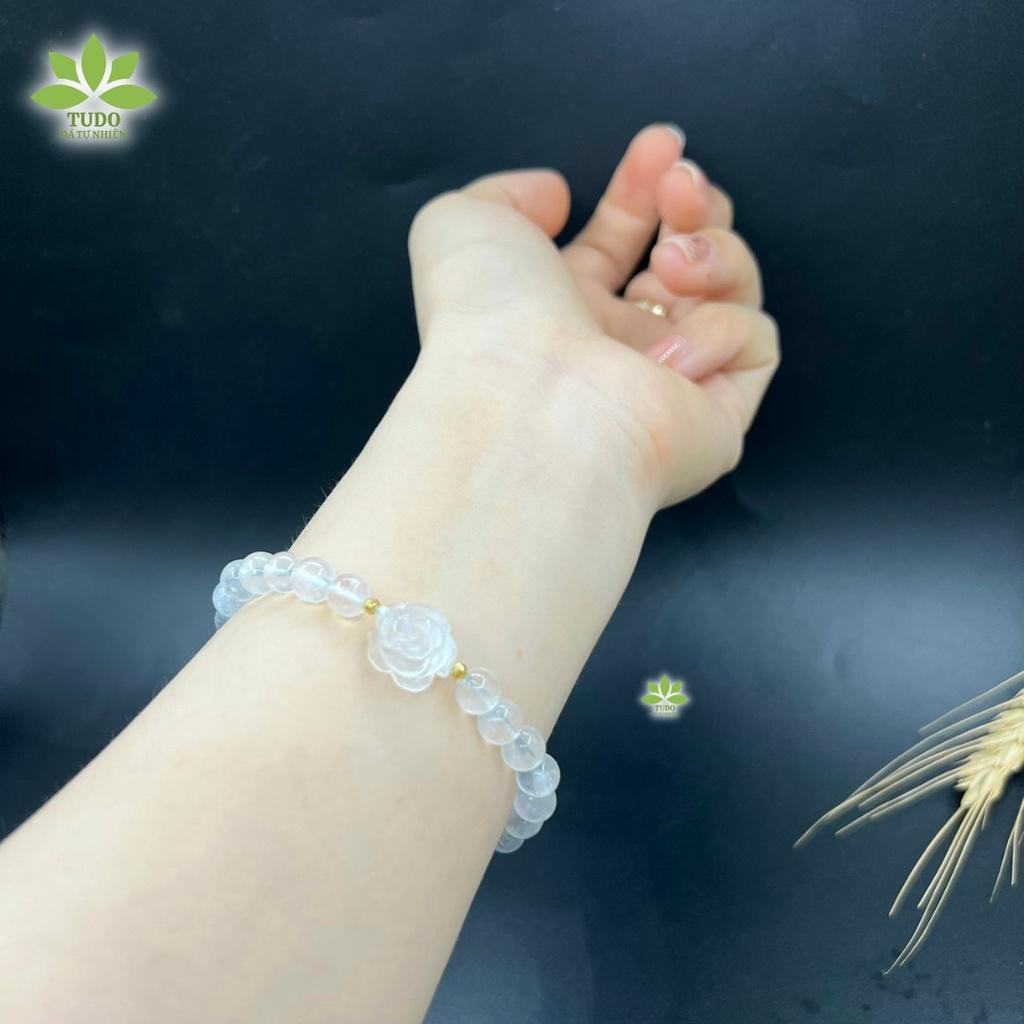 Vòng Tay Nữ Đẹp - Vòng Phong Thủy Mệnh Kim Thủy TUDO VCVMOON AU10K Charm Hoa Mẫu Đơn B24K800